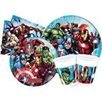Ciao- Kit Mesa Fiesta Party Marvel Avengers Mighty para 8 personas (44 piezas: 8 platos de papel Ø23cm- 8 platos de…